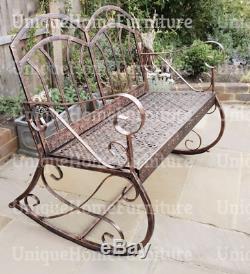 Shabby Chic Garden Bench Vintage Swing Chair Rocking Metal Furniture Patio Seat