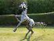 Silver Black Rearing Horse 125 Cm Home/garden Art Statue Ornament Sculpture