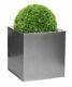 Silver Cube Metal Planter Garden Steel Zinc Plant Flower Pot Indoor Outdoor Grey
