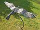 Silver Eagle In Flight On Stand Garden Ornament Flying Lawn Metal Gift Present