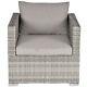 Single Wicker Sofa Chair Furniture With Padded Cushion For Garden Balcony Grey