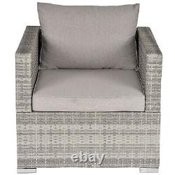 Single Wicker Sofa Chair Furniture with Padded Cushion for Garden Balcony Grey
