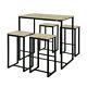 Sobuy Wood Home Kitchen Breakfast Bar Dining Set Table And 4 Stools, Ogt15-n, Uk