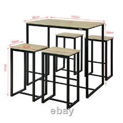 SoBuy Wood Home Kitchen Breakfast Bar Dining Set Table and 4 Stools, OGT15-N, UK