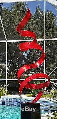 Statements2000 Modern Abstract Metal Art Garden Sculpture by Jon Allen Red Twist