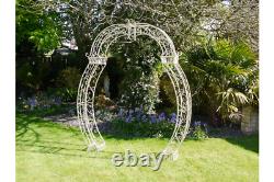 Stunning Metal Ornate Garden Arch Wedding Arch Vintage Look Aged Cream New Top