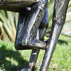 Stunning Recycled Metal Running Hare Garden Sculpture