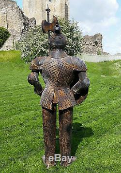 Suit of Armour Rusty Knight Metal garden statue, medieval rustic war style