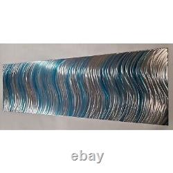 Sway. Abstract Metal Garden Artwork. Teal and Silver