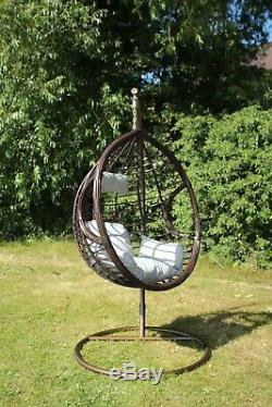 Swing Hanging Egg Chair with Cushion Patio Garden Outdoor PE Rattan Furniture