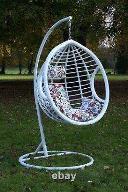 Swing Hanging Egg Chair with Cushion Patio Garden Outdoor PE Rattan Furniture