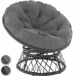 Swivel Chair Wicker Rattan Bowl-Shaped Garden Seat Round Cushion Steel Outdoor