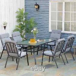 Table Chairs 7Set Outdoor Garden Patio Grey Furniture Glass Table itzcominghome