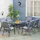 Table Chairs 7set Outdoor Garden Patio Grey Furniture Glass Table Itzcominghome