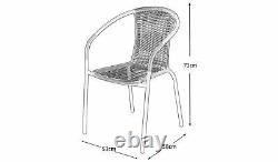 Tasmania Rattan Effect Patio/Balcony Set Brown Bistro Table & 2 Chairs Set