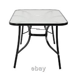 Tempered Glass Dining Table Garden Patio Tables with Parasol Hole Bistro Cafe