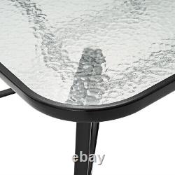 Tempered Glass Dining Table Garden Patio Tables with Parasol Hole Bistro Cafe