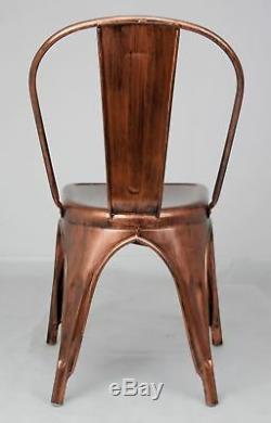 Tolix Inspired Metal Dining Chair Copper Bronze Industrial Garden Cafe Stackable