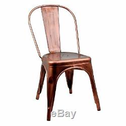 Tolix Inspired Metal Dining Chair Copper Bronze Industrial Garden Cafe Stackable