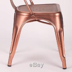 Tolix Metal Dining Chair Vintage Copper Industrial Garden Cafe Stackable Seat V2