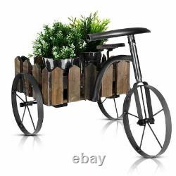 Tricycle Planter Bike Bicycle Metal Wood Outdoor Garden Patio Flower Basket Pot