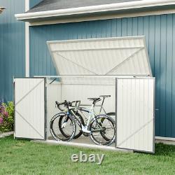UK Grey XL 210cm Galvanized Steel Garden Lockable Storage Bike Tool Shed House