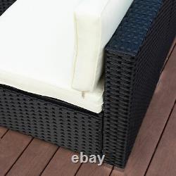 UK Rattan Garden Corner Sofa Table Chair Furniture Set Grey Black Patio Cushion