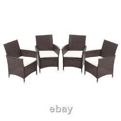 Up 4 Seats Rattan Furniture Garden Coffee Table Chairs Patio Outdoor Bistro Set