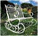 Victorian Style Metal Garden Rocking Bench In A Shabby Chic Chiped Aged Finish