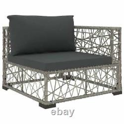VidaXL 5 Piece Garden Lounge Set with Cushions Poly Rattan Grey Outdoor Sofa