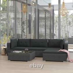 VidaXL 5x Garden Lounge Set with Cushions Poly Rattan Black Outdoor Sofa Sets