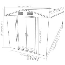 VidaXL Garden Shed Grey 257x779x181 cm Galvanised Steel Outdoor Storage House