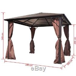 VidaXL Gazebo with Curtain Garden Shelter Tent Canopy Brown Aluminium 2 Sizes
