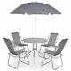 Vidaxl Outdoor Dining Set 6/8 Piece Textilene Grey Garden Table Chair Umbrella