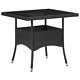 Vidaxl Outdoor Garden Dining Table Black Poly Rattan And Glass Home Furniture