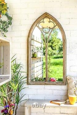 Vintage Decor Distressed Garden Mirror Church Arched Window Stone Effect