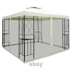 Vintage Metal Garden Gazebo Waterproof Pavilion Canopy Shelter with Curtain 3x3M