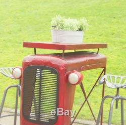 Vintage Metal Garden Table Tractor Patio Rustic Decorative Sturdy Furniture