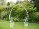 Vintage Garden Arch Steel Pergola Rose Arch Aged White With Planters Aged White