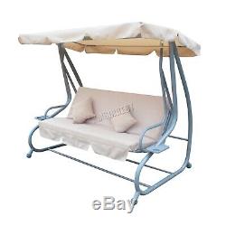 WestWood SC05 Garden Swing Hammock 3 Seater Chair Bench Bed Outdoor Beige New