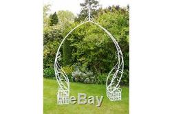 White Wash Metal Garden Arch Shabby Chic Ornate Vintage Design Scrolled Planters
