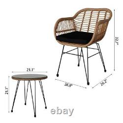 Wicker Bistro Sets Outdoor Garden Furniture Table Rattan Chairs Seat Patio