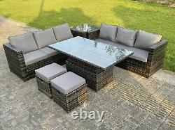 Wicker Rattan Garden Furniture Rising Table Sets Footstool Dark Grey Mix
