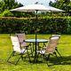 Wido Cream Deluxe Outdoor Garden Patio Furniture Set Table, 4 Chairs & Parasol