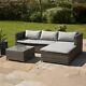 Wido Rattan Garden Furniture Set Corner Sofa Glass Table Grey Outdoor Comfort