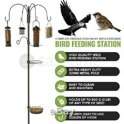 Wild Bird Feeding Station With Hanging Feeders Garden Water Bath Table Seed Tray