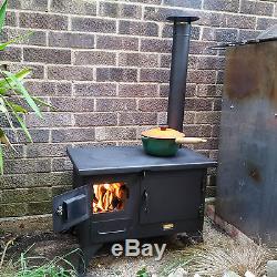 Wood Burning Cooking GARDEN Stove Fireplace Oven Cooker Chimney & Cowl incl 5 kw