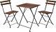 Wooden Bistro Garden Table & Chairs Set Black Metal Frame Wood Outdoor Folding