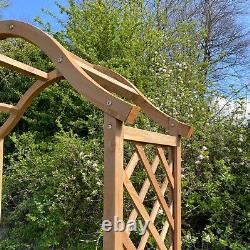 Wooden Garden Arch (Tan) with Metal Ground Spikes