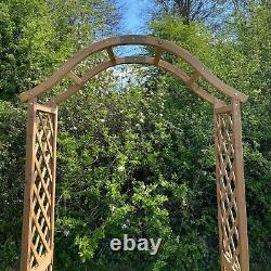 Wooden Garden Arch (Tan) with Metal Ground Spikes
